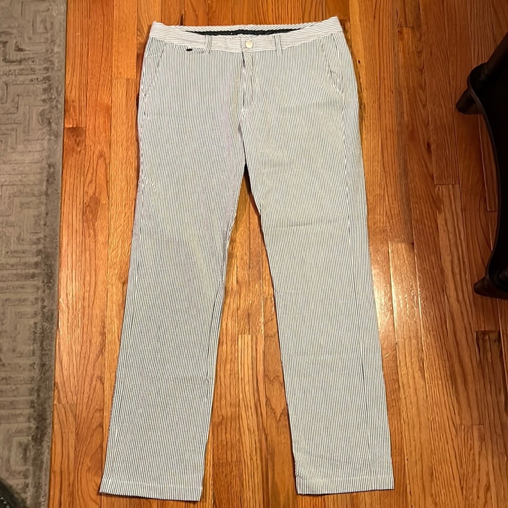 Bonobos Highland Golf Pant 35x34 Seersucker Grey/White - Worn
